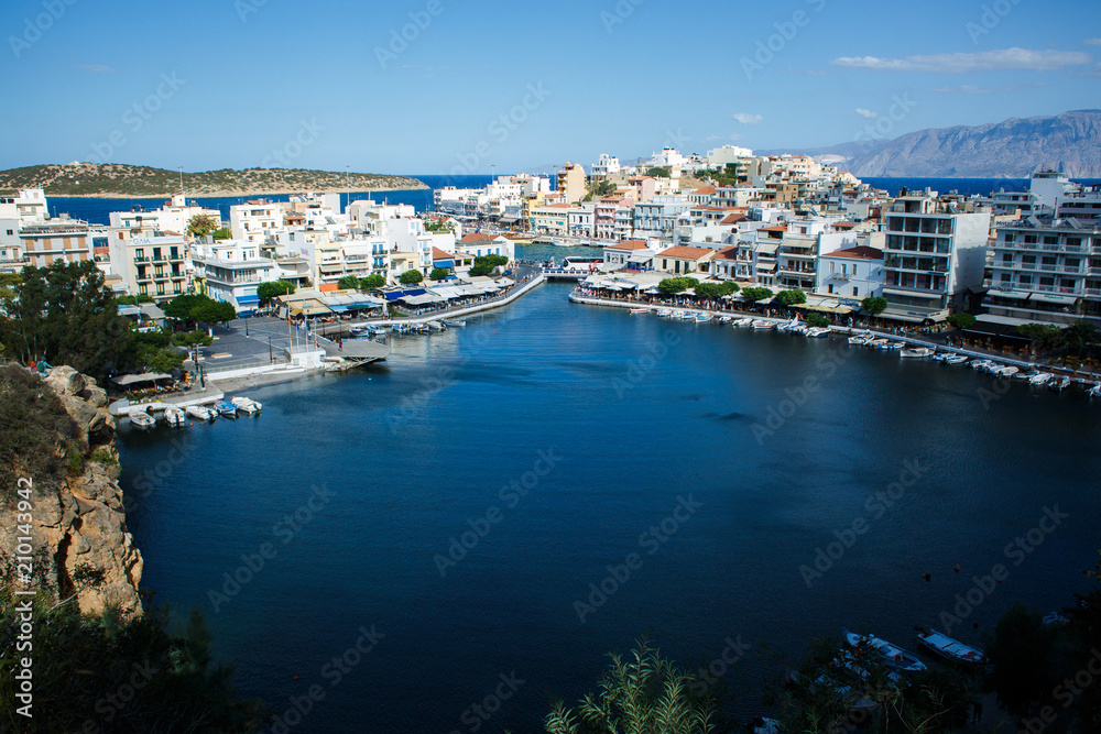 Beautiful view of the small bay in Greece. Small sea city