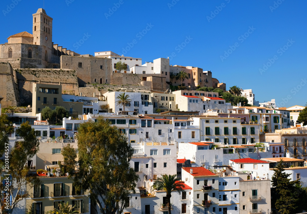 Ibiza,town, the cathedral and the old town and its guns