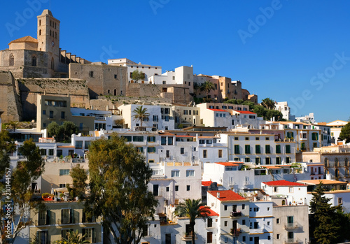 Ibiza,town, the cathedral and the old town and its guns photo