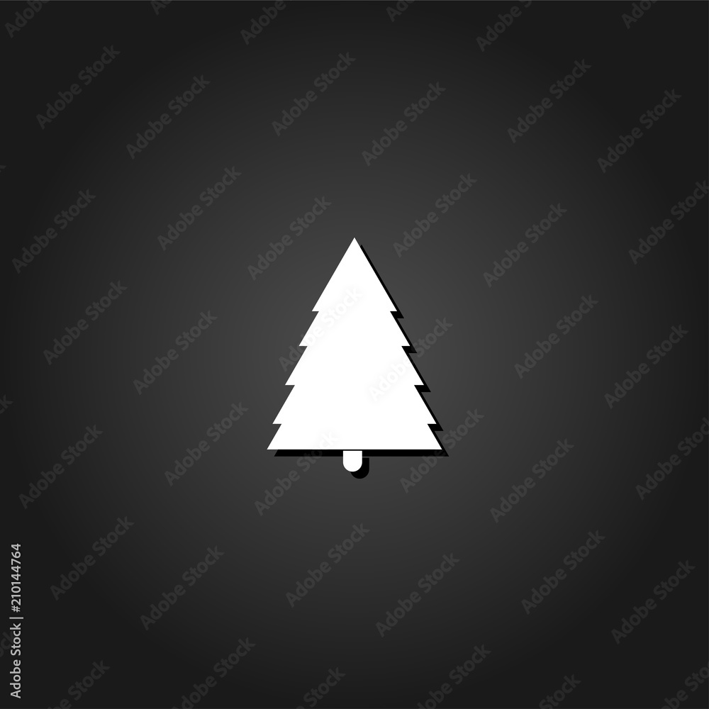 Spruce christmas tree icon flat. Simple White pictogram on black background with shadow. Vector illustration symbol Spruce christmas tree icon flat. Simple White pictogram on black background with shadow. Vector illustration symbol