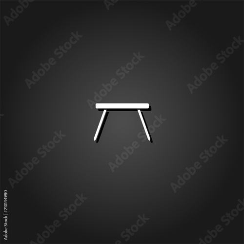 Table icon flat. Simple White pictogram on black background with shadow. Vector illustration symbol