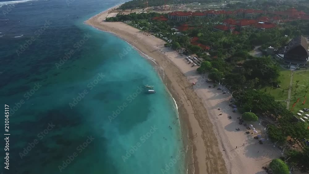 Aerial video luxury hotels, sandy beach, Nusa Dua, Bali Aerial video luxury hotels, sandy beach, Nusa Dua, Bali