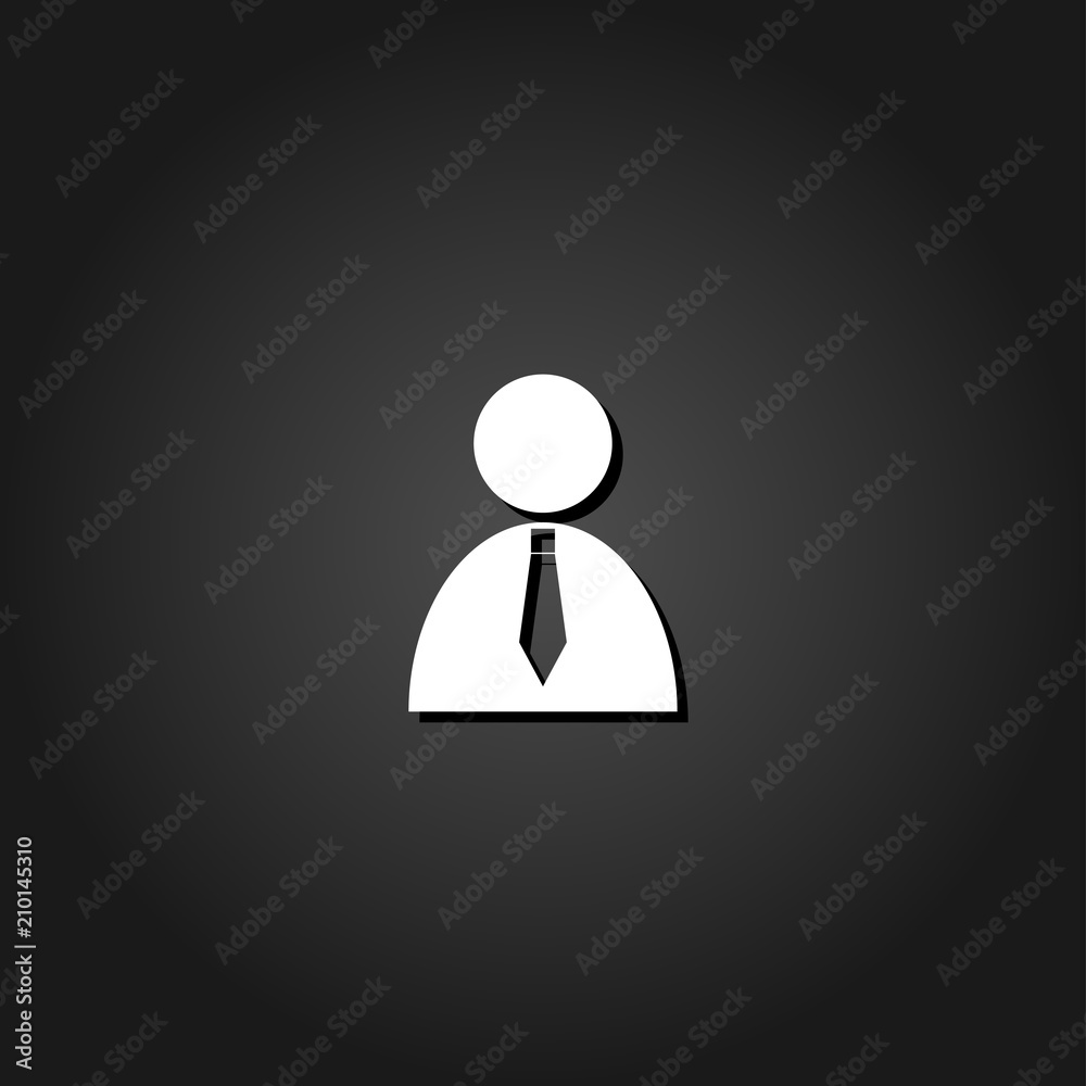Boss icon flat. Simple White pictogram on black background with shadow. Vector illustration symbol Boss icon flat. Simple White pictogram on black background with shadow. Vector illustration symbol