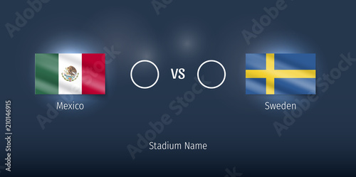 Soccer match - Football match. Mexico vs Sweden
