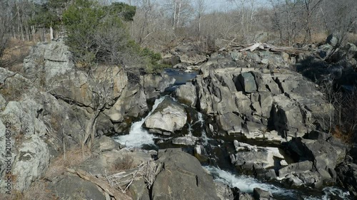 Close up view at Potomac river rapids at Great Falls