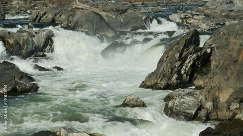 Close up view at Great Falls of Potomac waterfall
