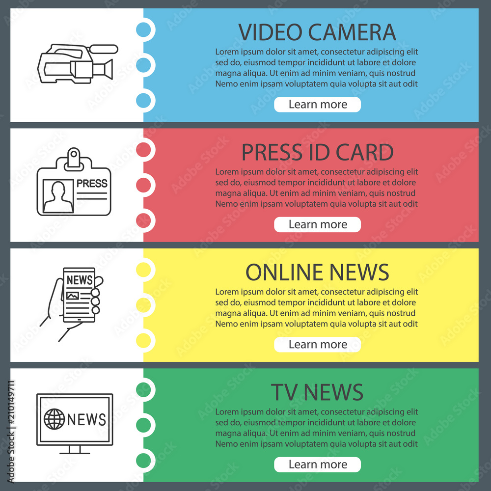 Mass media web banner templates set