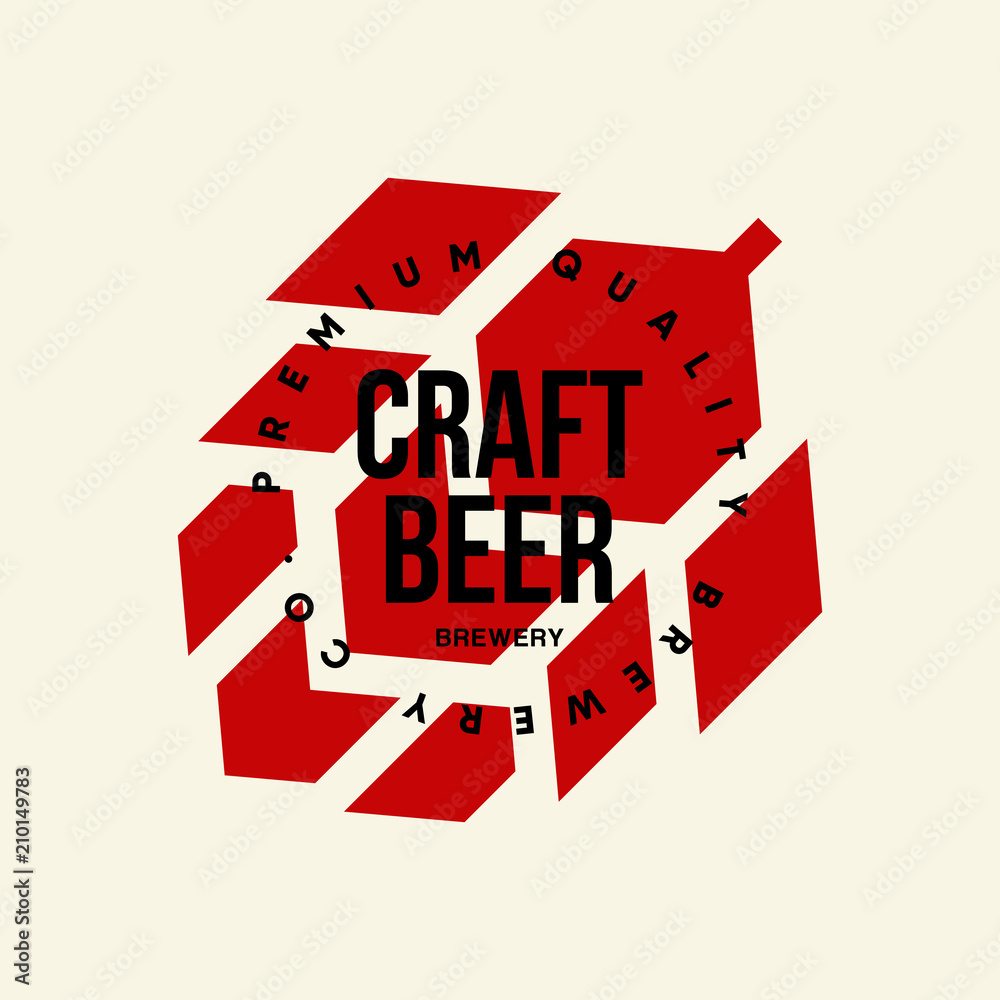 Modern craft beer drink vector logo sign for bar, pub or brewery, isolated on light.