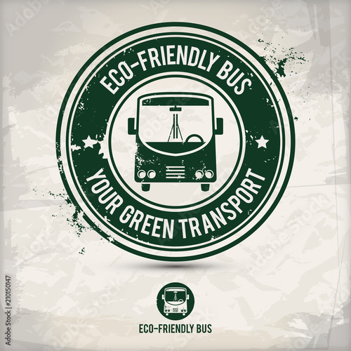 alternative eco friendly cabriolet car stamp containing: two environmentally sound eco motifs in circle frames, grunge ink rubber stamp effect, textured paper background, eps10 vector illustration