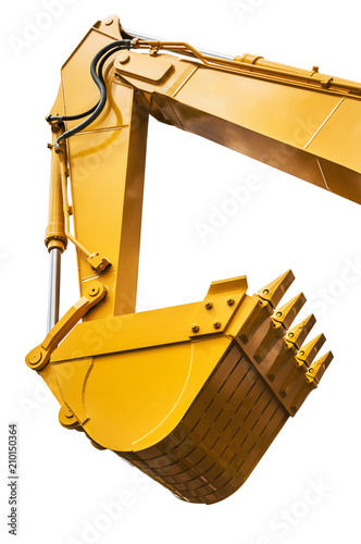 construction bucket on tractor, excavator, grader isolated on white background