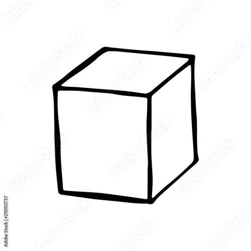 cube sketch vector icon. isolated on white background