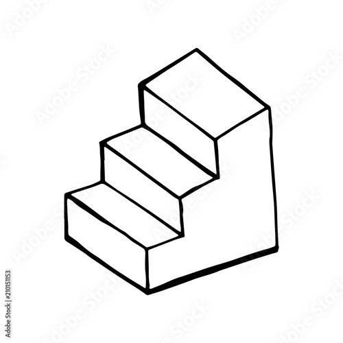 step ladder sketch vector. isolated on white background
