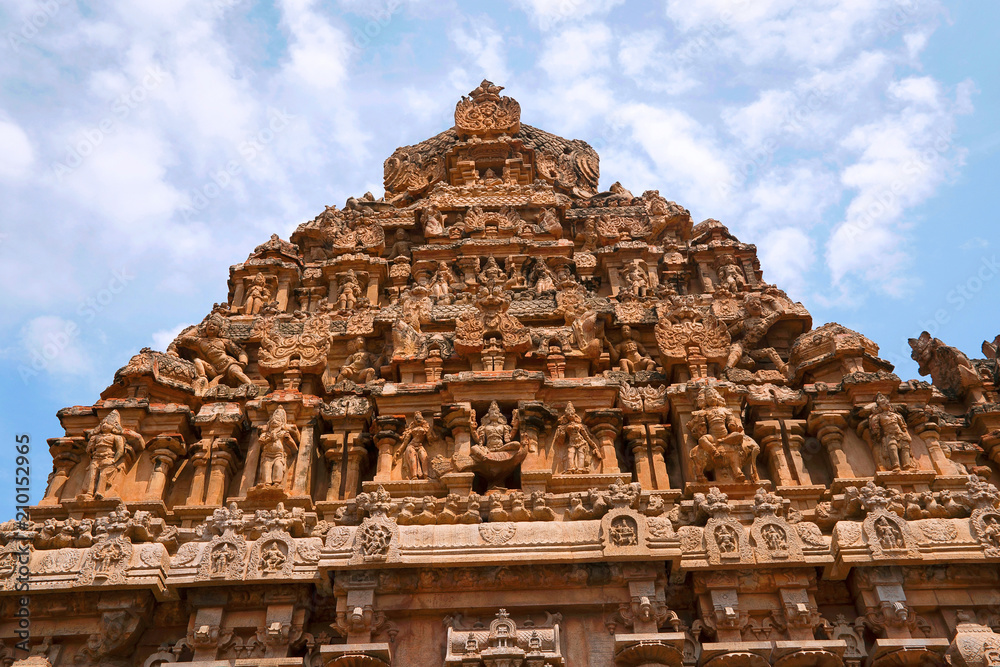 Carvings on Gopura, Subrahmanyam shrine, Brihadisvara Temple complex, Tanjore, Tamil Nadu