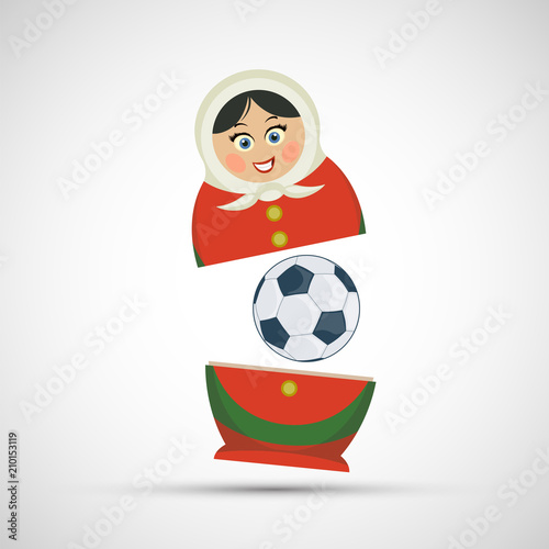 Russian nesting doll matryoshka with a soccer ball.