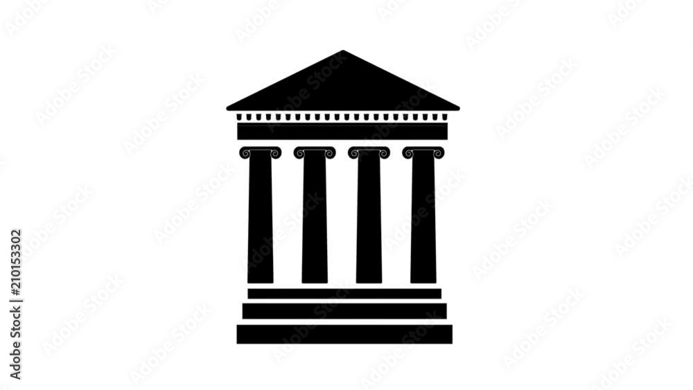 Silhouette motion animation of a classical style facade with columns Silhouette motion animation of a classical style facade with columns