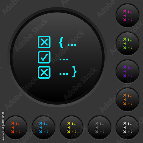 Source code checking dark push buttons with color icons