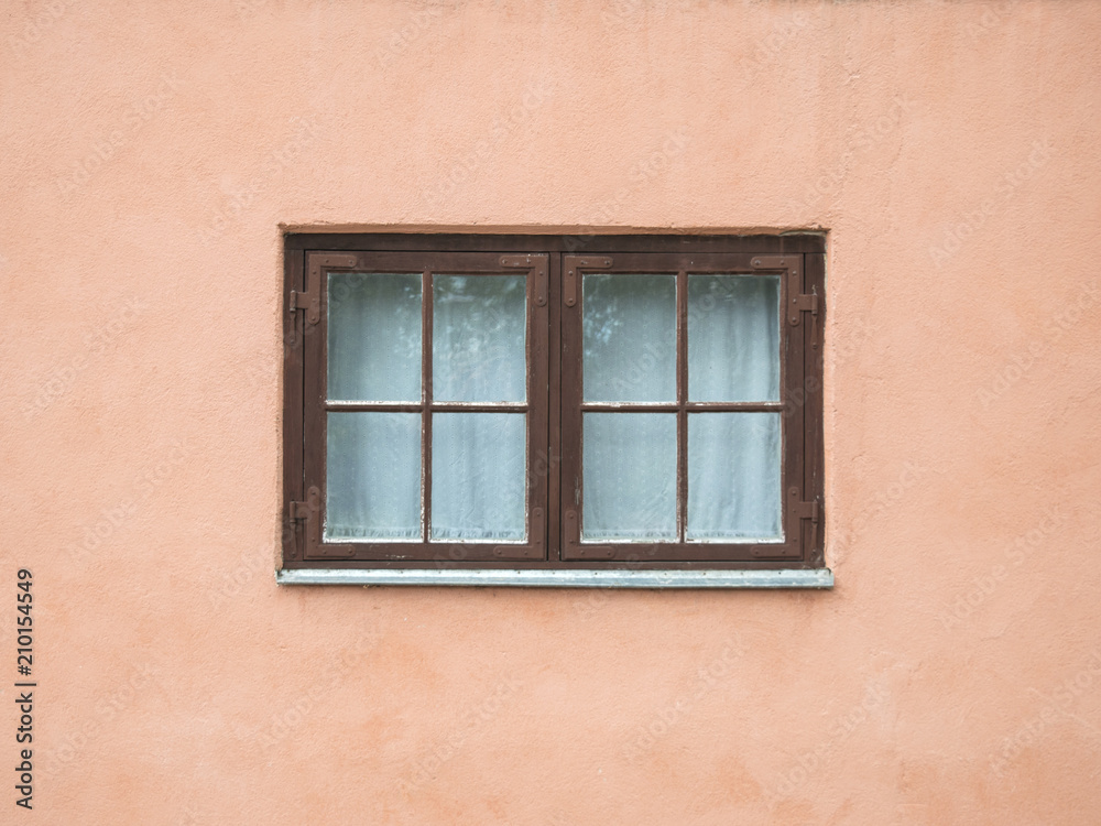 window on the painted wall background. 