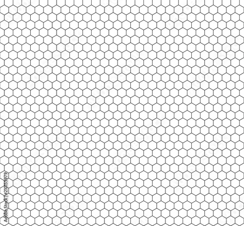 Vector Minimalistic Seamless Hexagon Pattern, Outline Honeycombs Background.