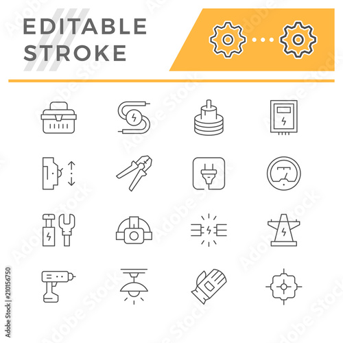 Set line icons of electricity