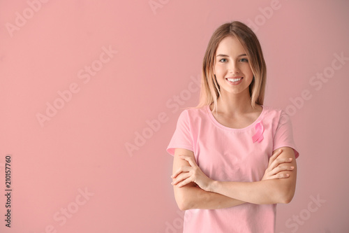 Beautiful woman with pink r...