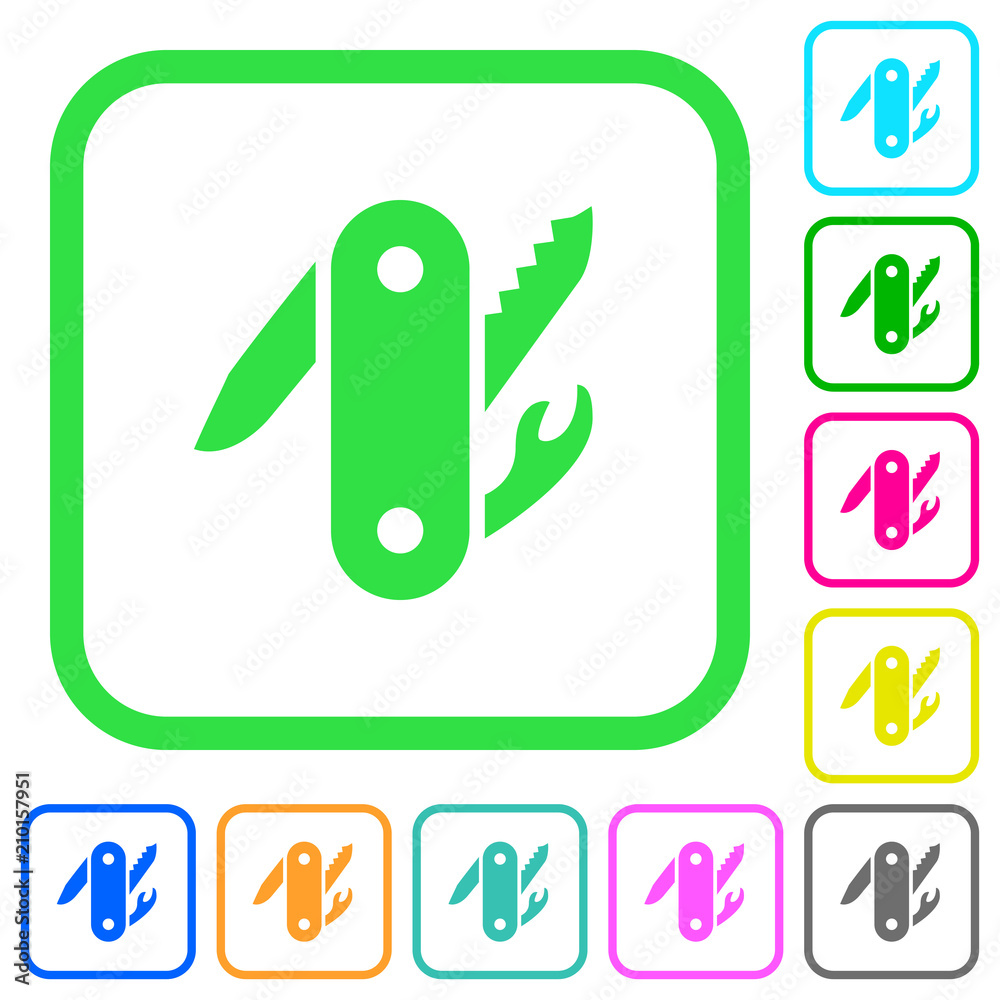 Swiss army knife vivid colored flat icons Swiss army knife vivid colored flat icons