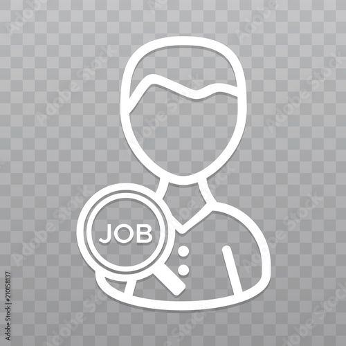 Thin line People with Job lens icon. Career search on transparent background.