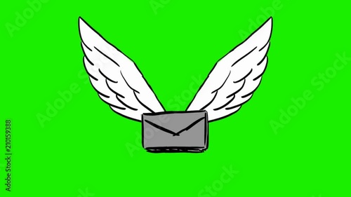 mail - 2d animated wings - green screen