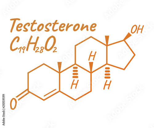 Testosterone Label and Icon. Chemical Formula and Structure Logo. Vector Illustration