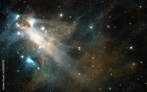 Starry night sky space background with nebula  3D illustration