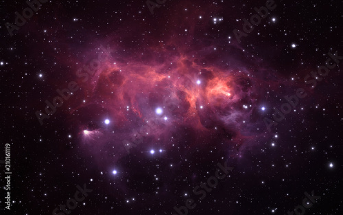 Fototapeta Naklejka Na Ścianę i Meble -  Starry night sky space background with nebula, 3D illustration