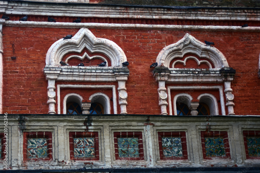 Old architecture of Izmailovo manor in Moscow. Popular landmark. Color photo.