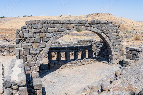 Ruins of the ancient Hebrew city Korazim (Horazin, Khirbet Karazeh), destroyed by an earthquake in the 4th century AD, on the Golan Heights in Israel photo