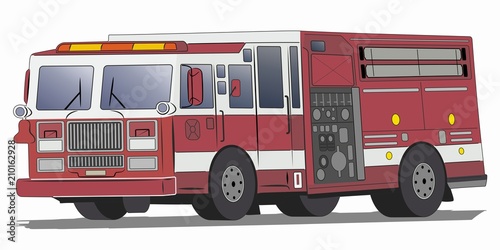 illustration of a fire truck, vector draw
