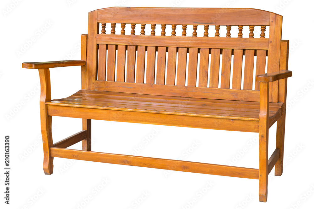 Long wooden chair isolated on white with clipping path Long wooden chair isolated on white with clipping path