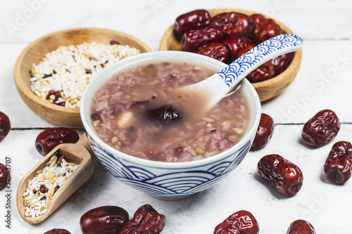 Eight Treasure Congee on traditional chinese festive porridge,