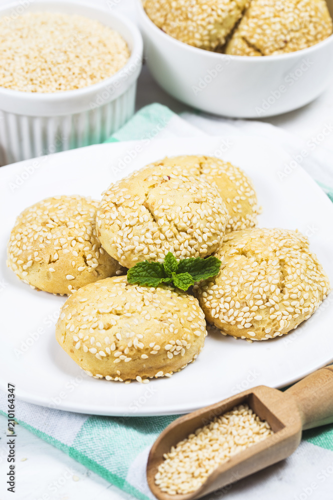 Homemade cookies with sesame seeds Homemade cookies with sesame seeds