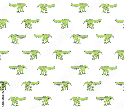 Alien Monster Reptile Drawing Pattern