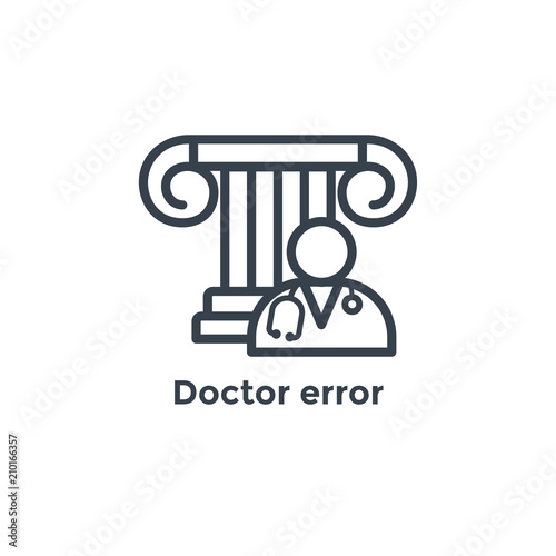Medical Lawsuit icon with legal imagery showing medical malpractice - outline