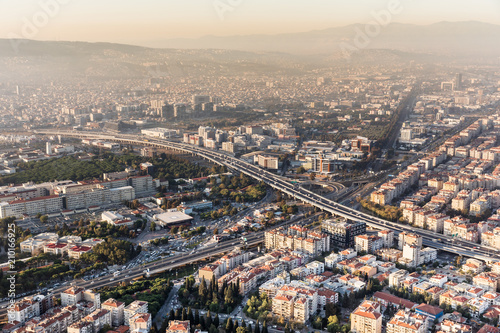 Izmir city top view from a helicopter. © Hakan