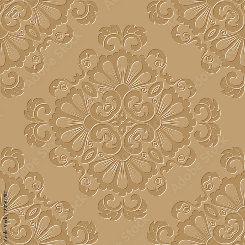 Wallpaper Mural Vintage damask seamless pattern. Classical luxury texture for wallpapers, wrapping, textile. Vector Illustration Torontodigital.ca