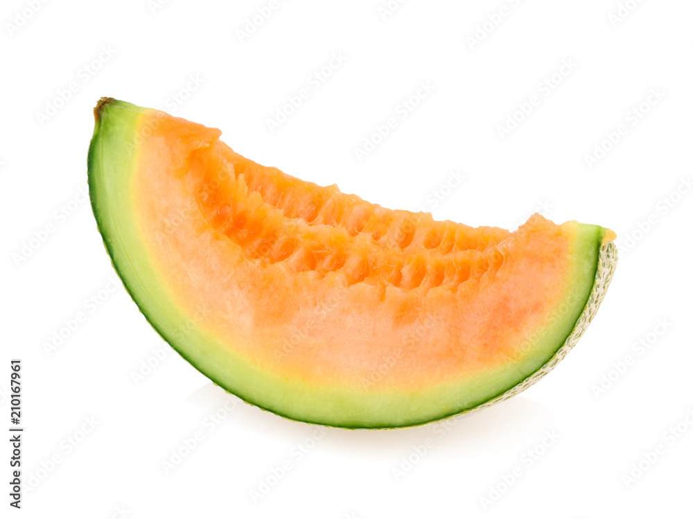 slice of japanese melons, orange melon, or cantaloupe melon isolated on white background slice of japanese melons, orange melon, or cantaloupe melon isolated on white background