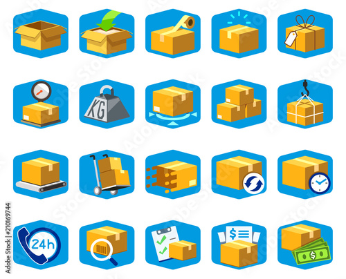 Shipping services icon.  Delivery parcel in a standard package.
