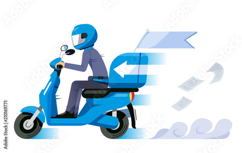 Super speed delivery everything service concept. Motorcycle staff have a quick shipment.