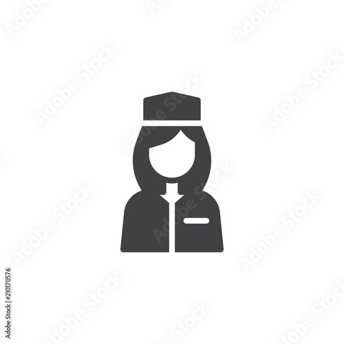 Flight attendant vector icon. filled flat sign for mobile concept and web design. Stewardess aviation crew member simple solid icon. Symbol, logo illustration. Pixel perfect vector graphics