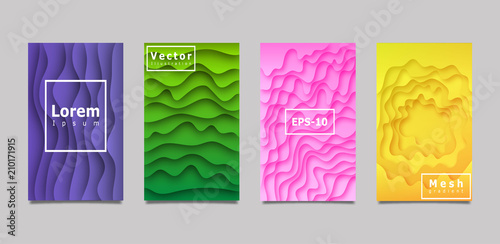 Cover design. Paper art. Vector illustration. Mesh gradient.