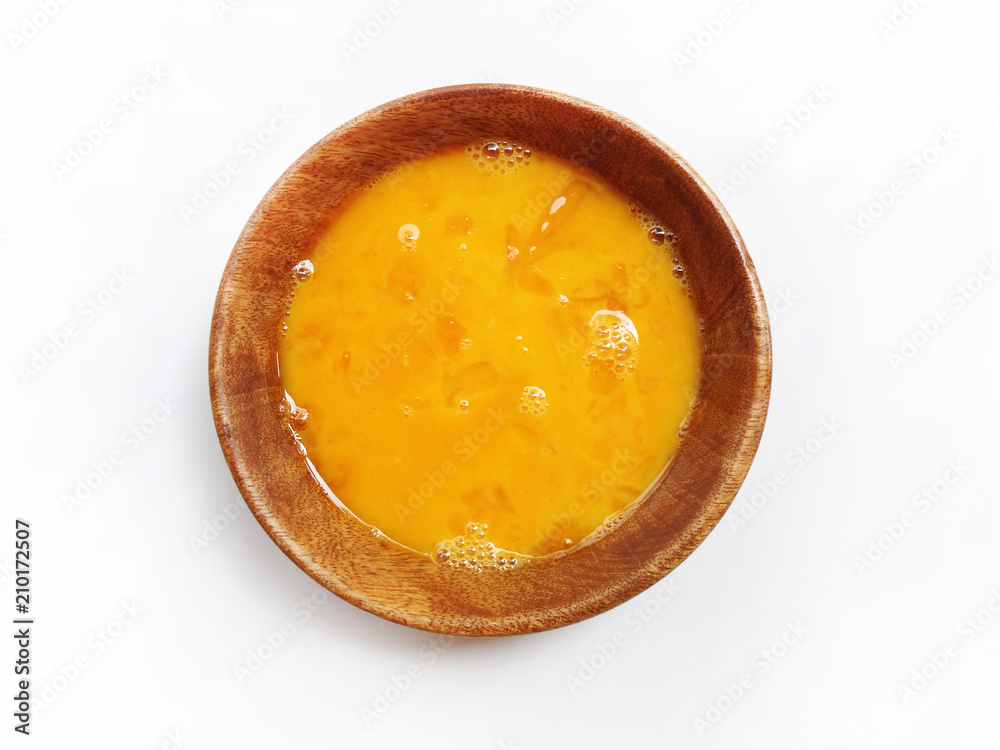 Fresh eggs in wooden bowl on white background Fresh eggs in wooden bowl on white background