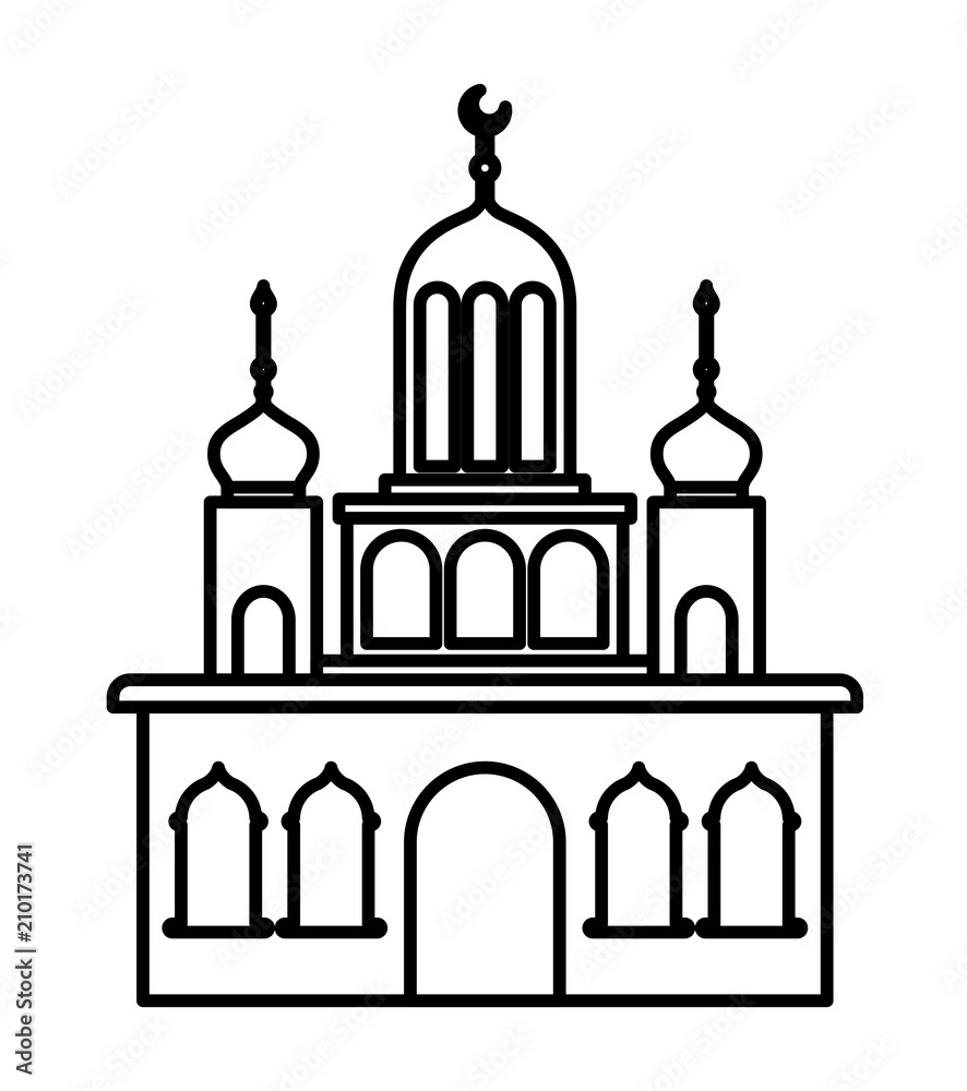 arabic castle tower with moon vector illustration design arabic castle tower with moon vector illustration design