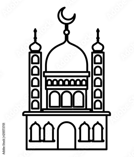 arabic castle tower with moon vector illustration design