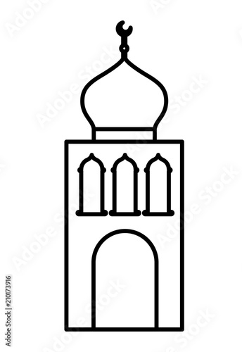 arabic castle tower with moon vector illustration design