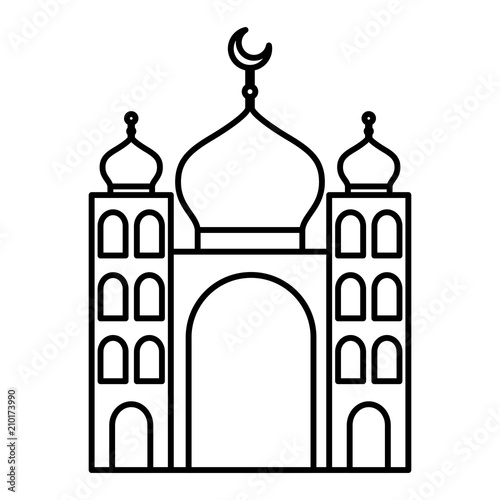 arabic castle tower with moon vector illustration design